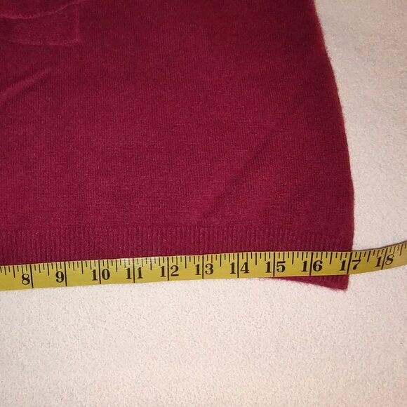 TALBOTS 100% CASHMERE SWEATER MERLOT 3/4 SLV RUFFLED FRONT MEDIUM PETITE - Picture 6 of 10